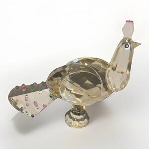 Sparkling Crystal Peacock Statue 4.5" Tall Unmarked Collectible with Box